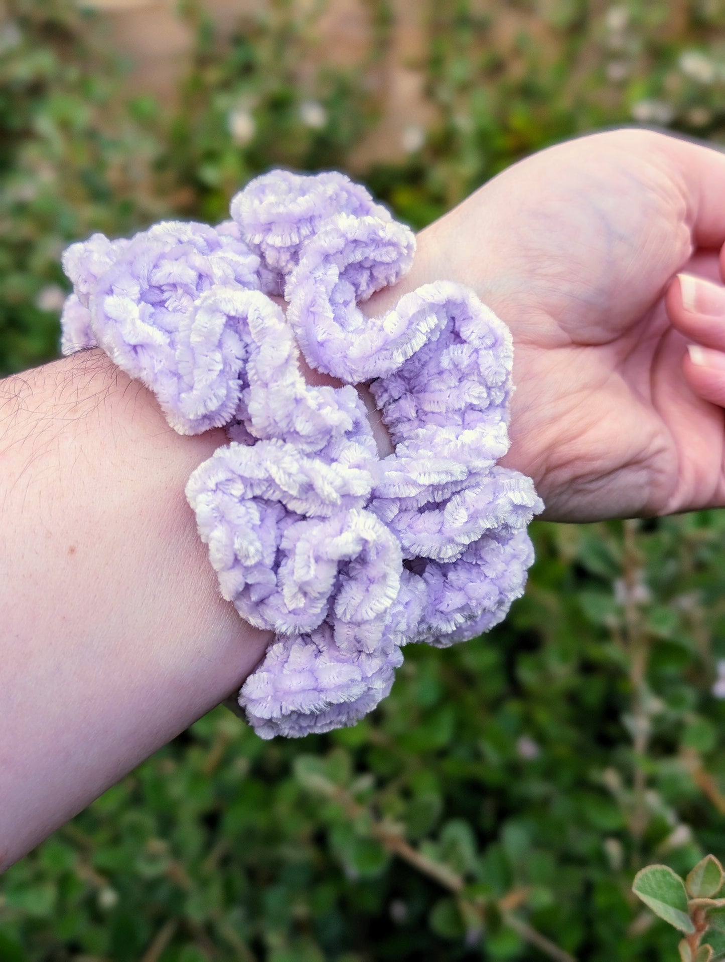 Crochet scrunchy handmade lilac