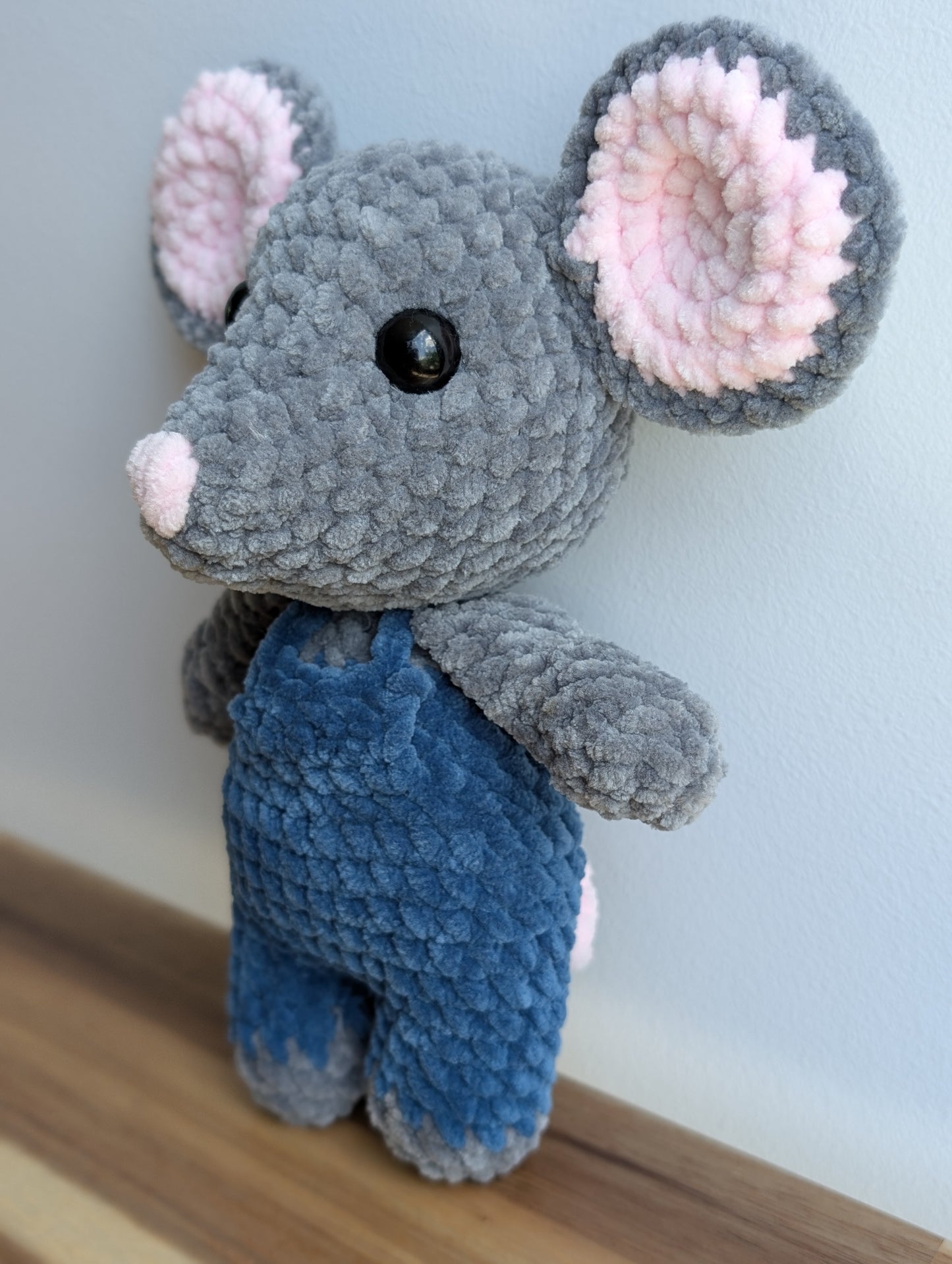 Handmade Mouse Plushy with Overalls