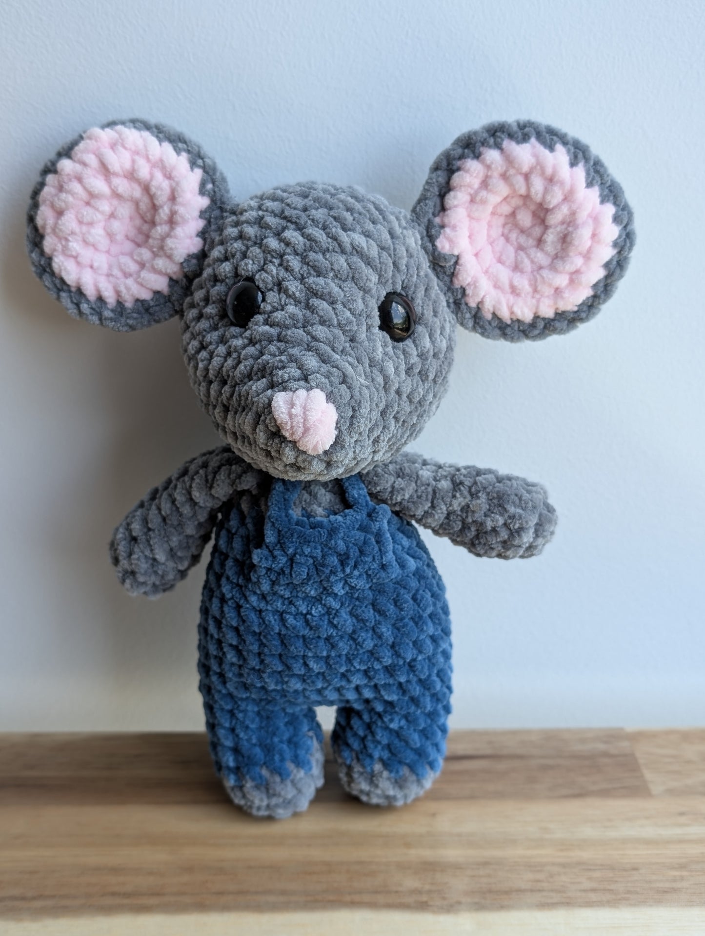 Handmade Mouse Plushy with Overalls